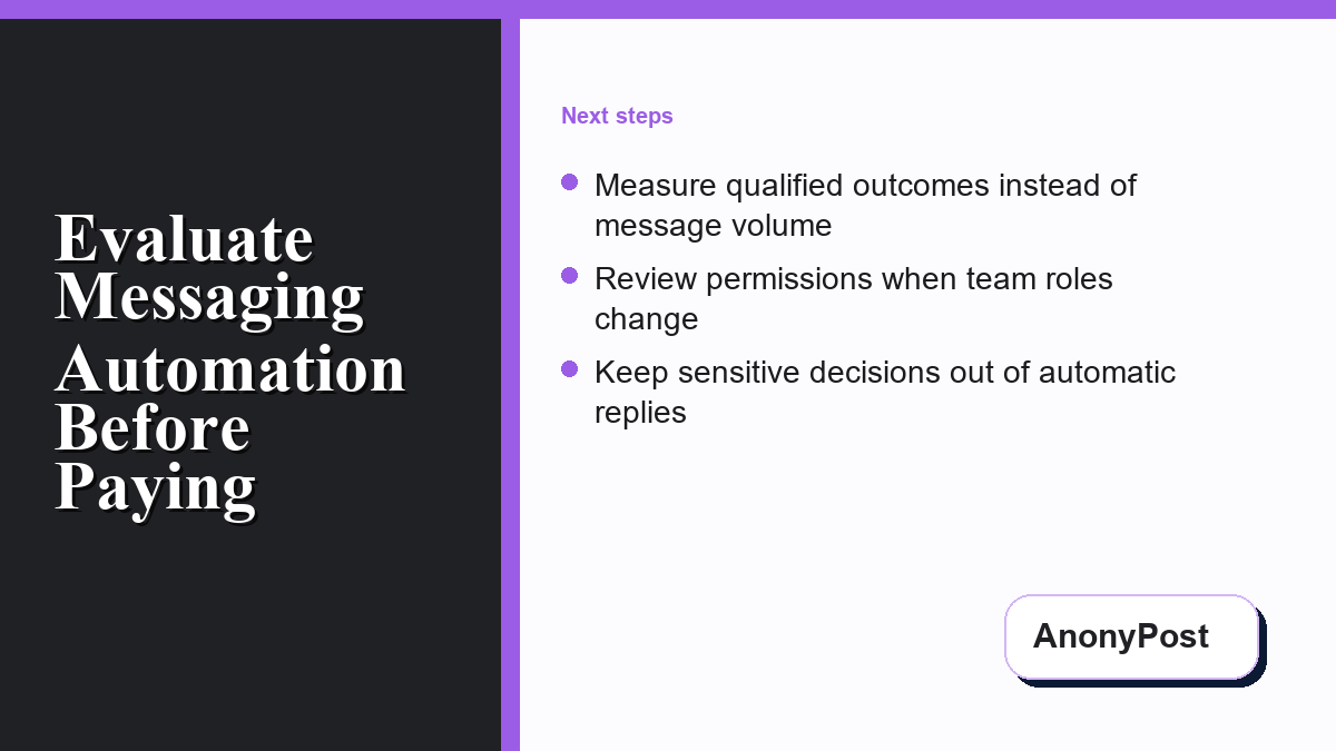 Controlled messaging automation test and rollback checklist